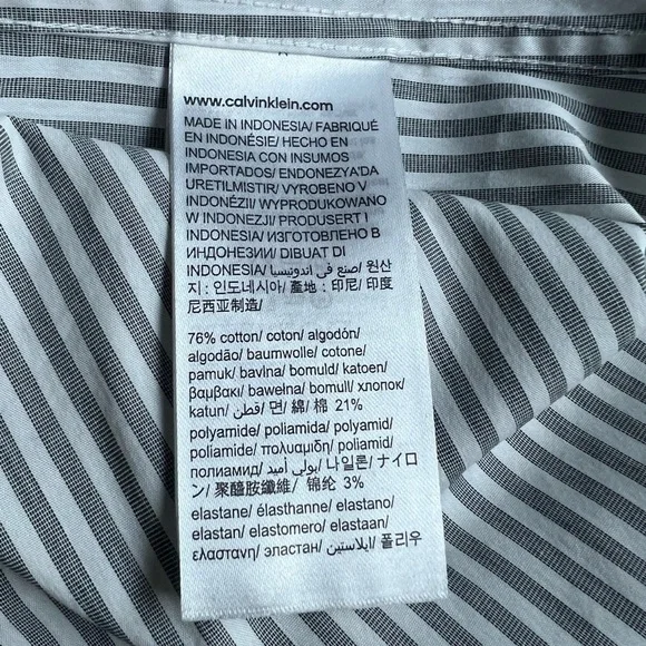 Calvin Klein Men's Pinstripe Dress Shirt - Black and White - Picture 4 of 6